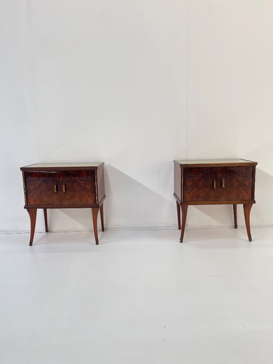 Image 1 of 1950s Italian Mid-Century pair of side cabinets - night stands