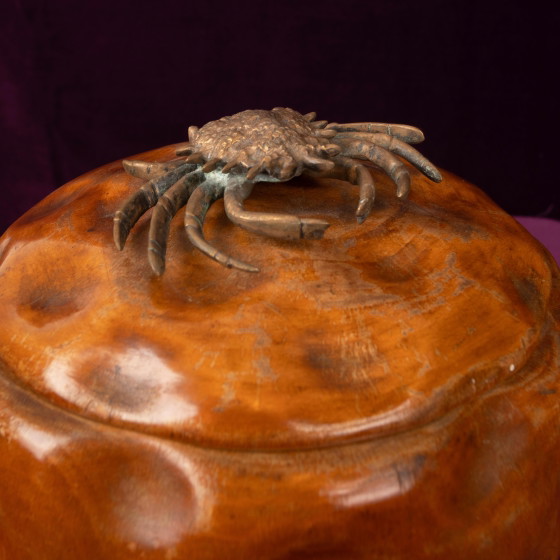 Aldo Tura gesneden perenhouten doos met deksel en bronzen krab 1940 – Schalen (photo 14 of 20)