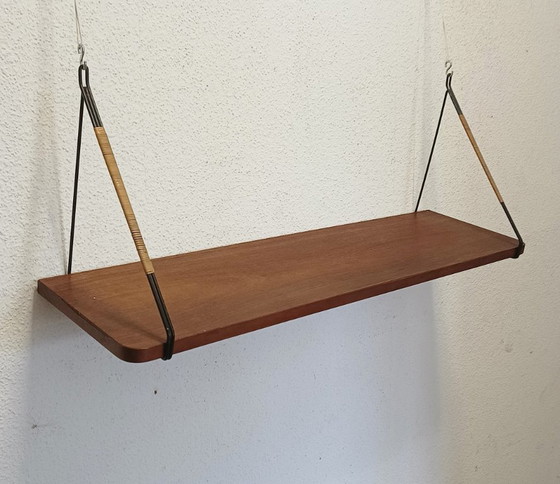 Elegante estante de pared de los años 50 con 1 estante. – Estanterías de pared, Metal, Wood, Vintage (photo 8 of 8)
