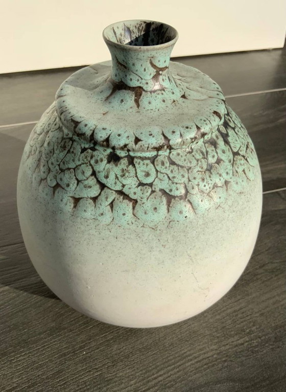 Image 1 of Pottery Vase – "Snakeskin" Shrink-Glaze by Albert Kiessling (KLW), Langenhessen