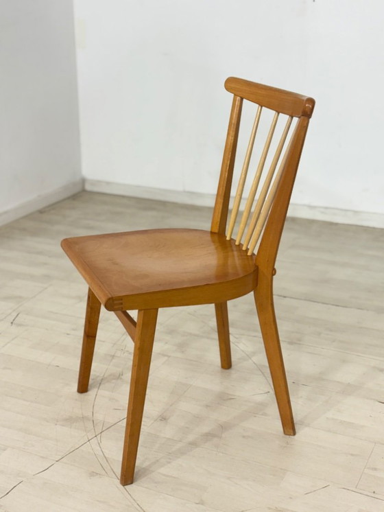 Image 1 of Lot de 4 chaises de salle à manger style années 50, chaises de cuisine, chaises en bois, chaises de salle à manger vintage