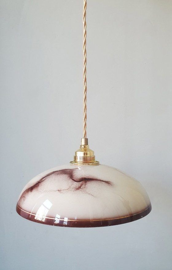 Image 1 of Set di lampade a sospensione vintage in opalino marmorizzato