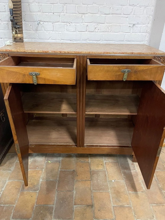 Buffet bas Art Déco, Marbre, Bois, Marron, Art Deco (photo 7 sur 7)