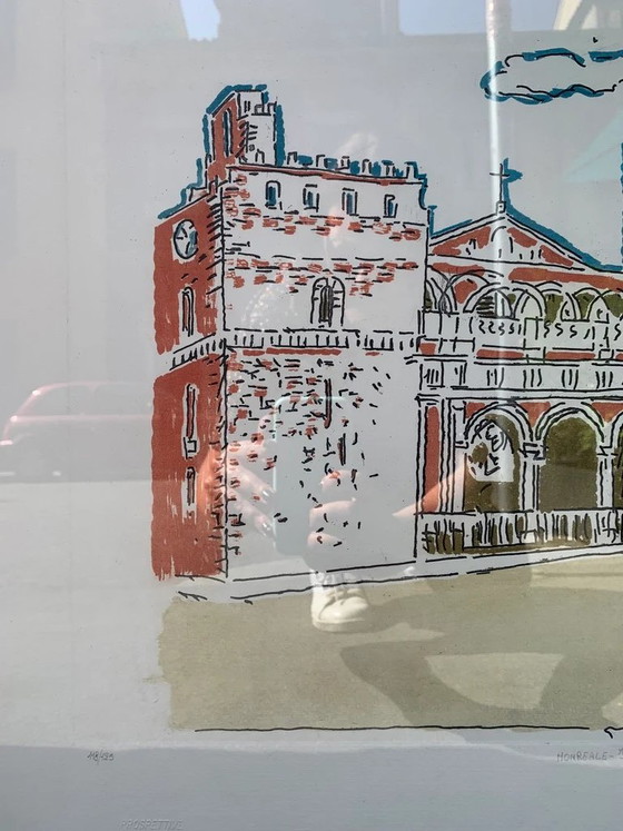 Litografía "La Catedral de Monreale" de Orfeo Tamburi, años 70, Pinturas y dibujos (foto 2 de 4)