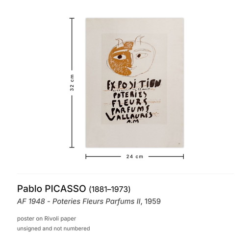 Pablo PICASSO AF 1948 - Poteries Fleurs Parfums II poster 1959