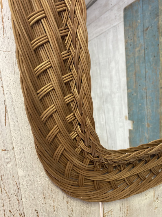 Image 1 of Miroir en osier vintage