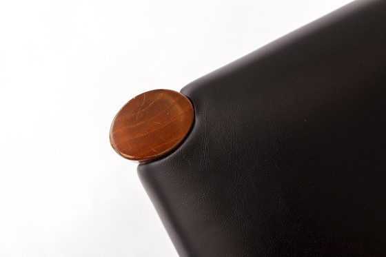 Image 1 of 6 sedie da pranzo tedesche vintage di Lübke, anni '70, in legno di faggio e similpelle nera