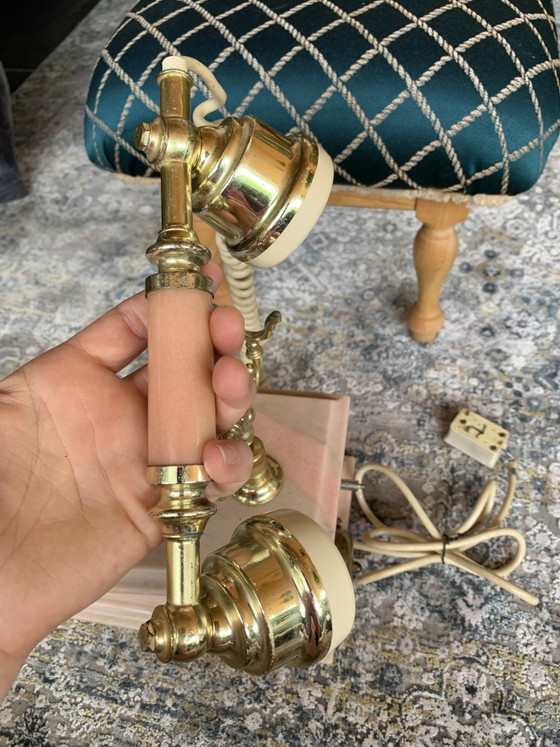 Mid-Century Rococo Onyx Marble Rotary Dial Table Telephone 1960s Baroque – Decorative Objects, Metal (photo 3 of 8)