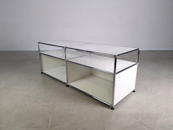 Image 1 of Origineel USM Haller dressoir wit 2x2 TV-plank Fritz ladekast