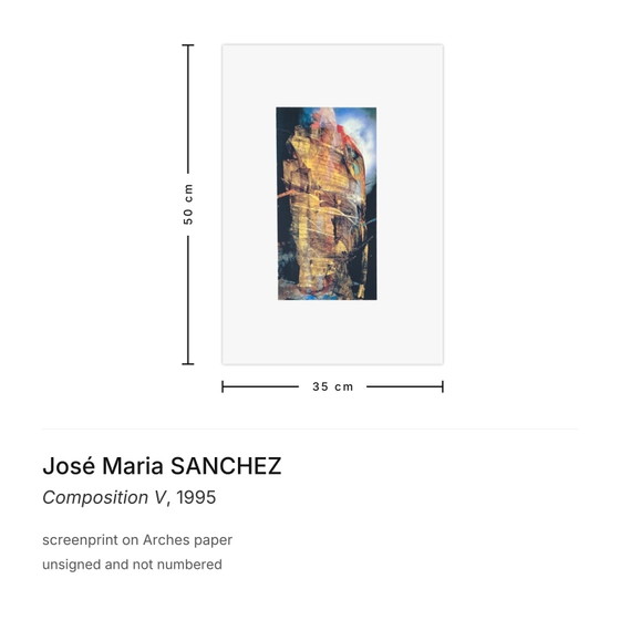 José Maria Sanchez Screenprint Composition V 1995 – Lithographs & prints, Paper (photo 3 of 5)