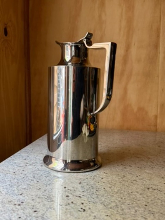 Large Vintage Balzano Laufen Stainless Steel Pitcher | Tall MCM Insulated Carafe | Mirror Polish 18/10 (photo 6 of 27)
