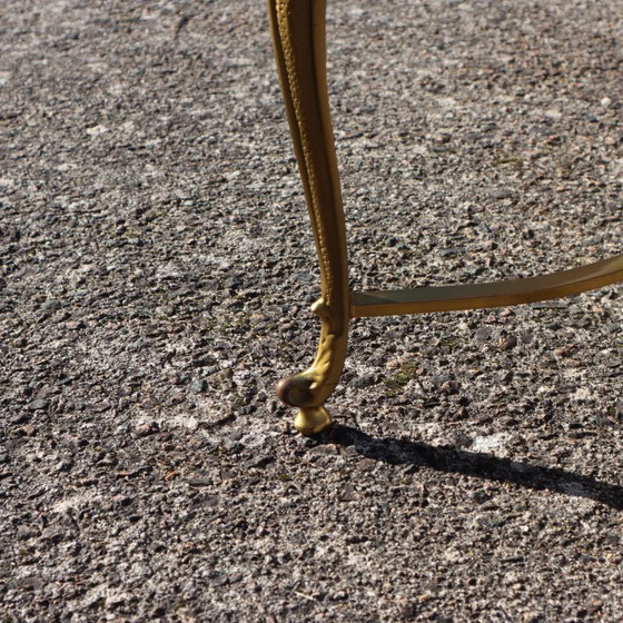 Image 1 of French Vintage Onyx Marble and Brass Coffee Table-Big Cocktail Table-Rare Lounge Table- Regency Style-70s