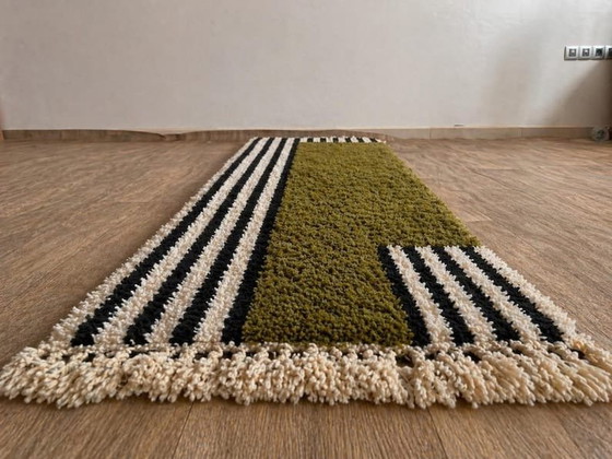 Traditioneel handgemaakt groen patroon vloerkleed voor de hal, afmeting 75/300 cm – Aime Té (photo 5 of 5)