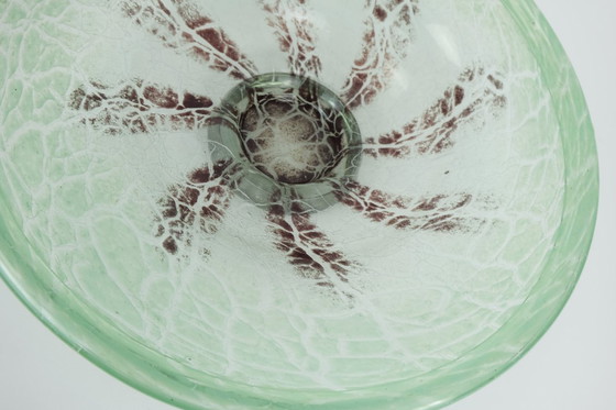 Image 1 of grote WMF art deco ikora glazen KOM karl wiedmann jaren 30 groen en donkerrood