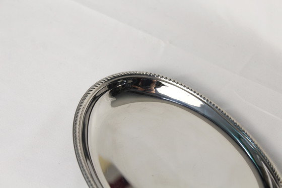 Image 1 of Plat de service vintage Alfara Alessi – Acier inoxydable – Bord nacré