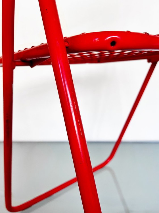 Chaise vintage IKEA rouge Niels Gammelgaard Ted Net des années 80 – Chaises pliantes, Metal (photo 10 of 10)