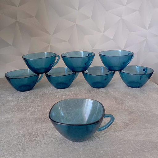 Set Of 8 Vintage Blue Vereco Coffee Bags