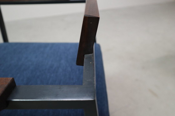 Image 1 of  Pair of Postmodern armchairs in steel and mahogany, 1970s