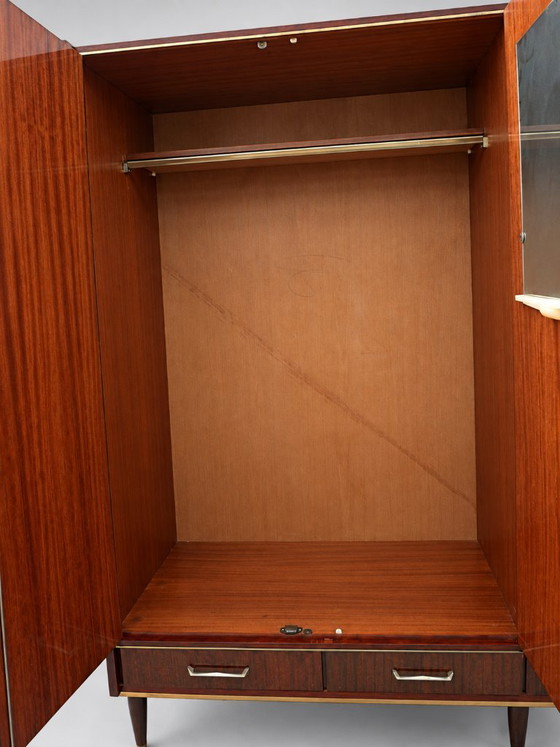 Grote vintage design kledingkast uit de jaren ’50, Kledingkasten, Hout, Bruin (foto 8 van 8)