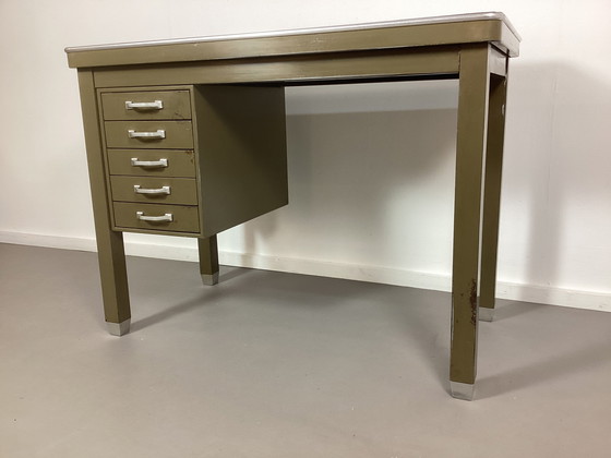 Image 1 of Vintage Ahrend Oda jaren dertig Bauhaus bureau buro groen 
