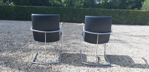Nomada armchairs anthracite calfskin Design Hennie de Jong