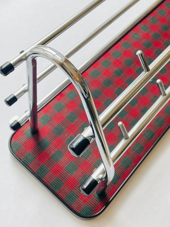 Coat Rack - Sleek Chrome, Red-Green Tartan - Mid-Century Flair, 1960s (photo 11 of 17)