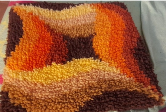 Image 1 of Sofa cushion, 1970s, knotted using latch-hook technique