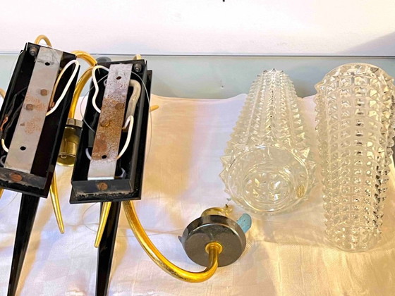 Image 1 of Coppia di applique da parete in ottone, Maison Arlus, Francia, circa 1950