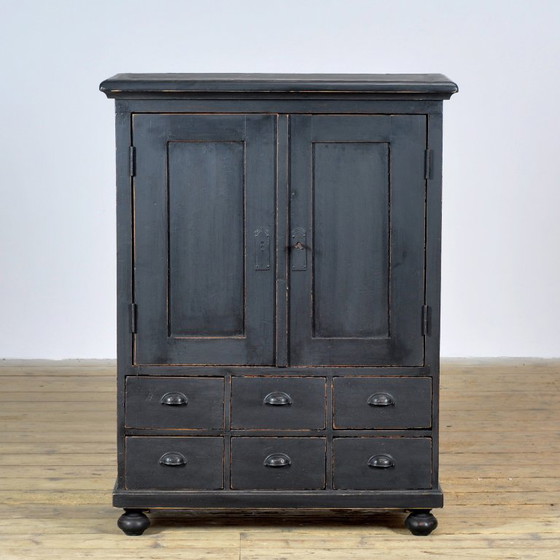 Pine Cabinet With 6 Drawers, Circa 1920 – Metal, Wood, Vintage (photo 2 of 11)