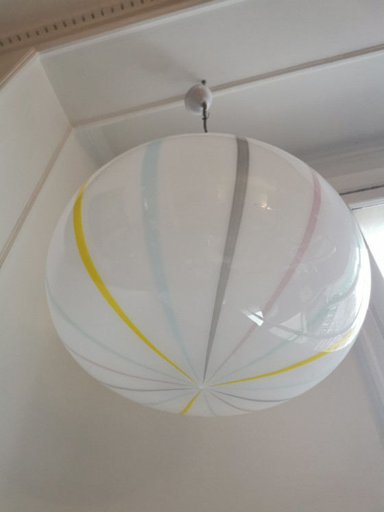 Image 1 of Large Candy Stripes Murano Vintage pendant light 