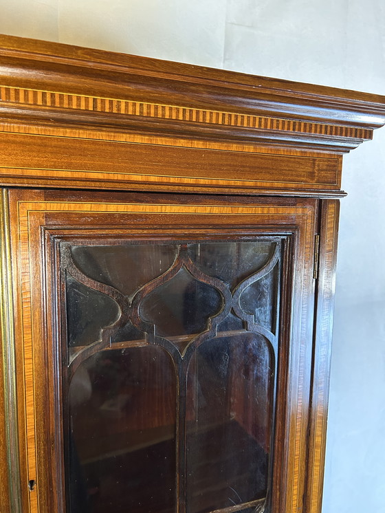 Image 1 of Antiek Edwardiaans Bureau met Ingelegd Bloemendetail - Begin 20e Eeuw Elegantie tijdloos raffinement met