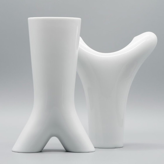 Image 1 of Rosenthal Studio Linie White Glossy Porcelain SPIRIT Vase Duo by Platt & Young
