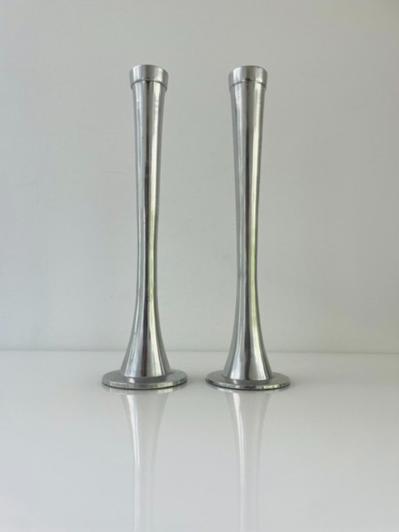 Image 1 of Set minimalistische metalen kandelaren - 27 cm hoog