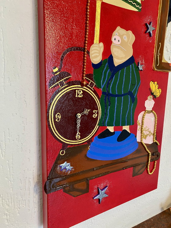 Image 1 of Tableau « Le monde fabuleux d'Amélie » avec horloge