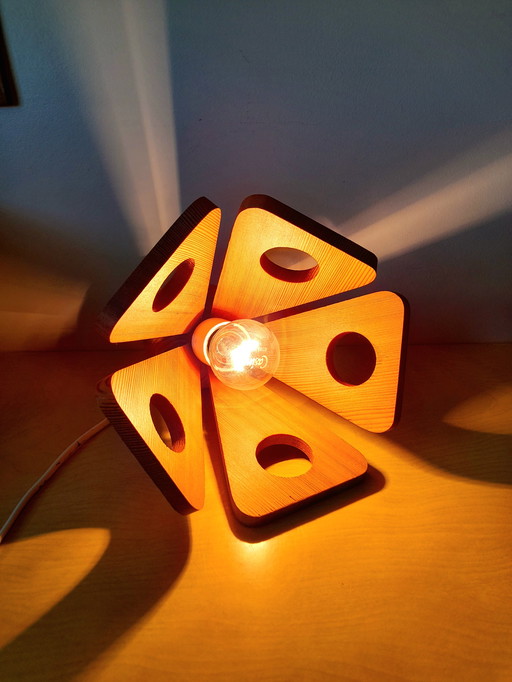 Lampe fleur scandinave en bois 1970