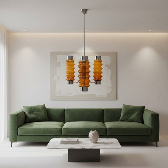 Image 1 of Mid Century Modern layered chandelier oversized