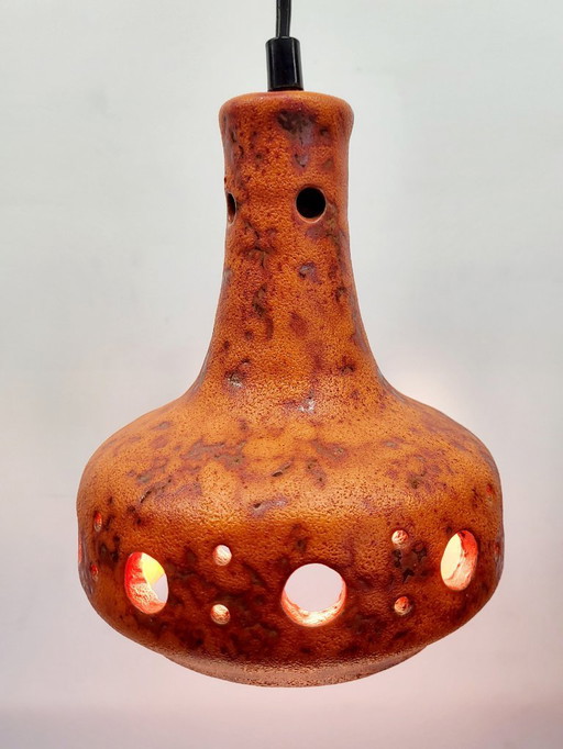 Lampada a sospensione Fat Lava in ceramica, tonalità arancioni, anni '50