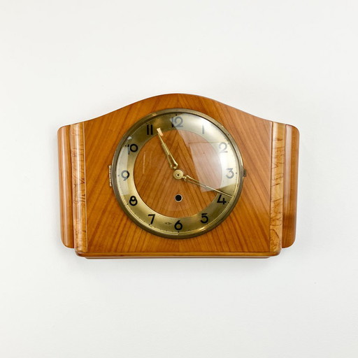 Wall clock, beech and flamed birch, 1960s