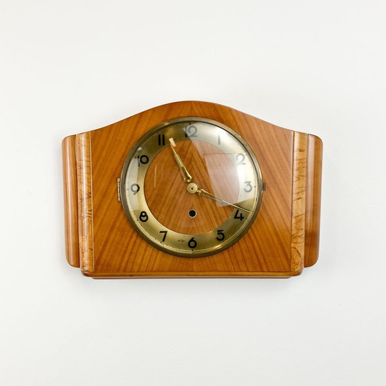 Image 1 of Wall clock, beech and flamed birch, 1960s