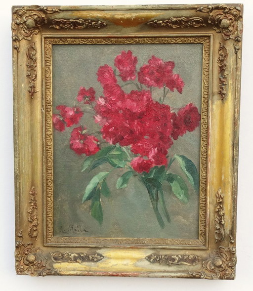 Fine antique oil painting, fForal still life, Rosen, Blumenstilleben, ca. 1880 bouquet of roses