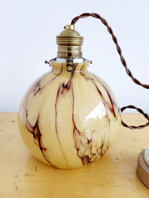 Art deco opaline glass lamp, Verreries de Scailmont, Henri Heemskerk, Belgium