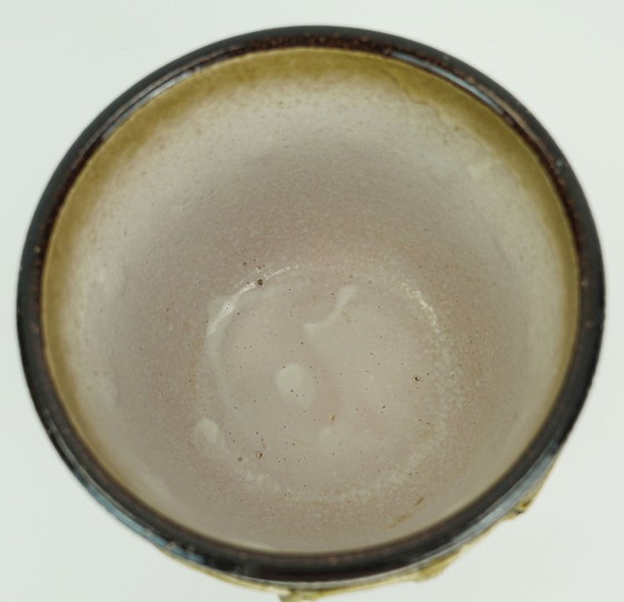 Image 1 of italiano mediados de siglo PLANT POT nuovo rinascimento decoración en relieve blanco marrón bitossi era