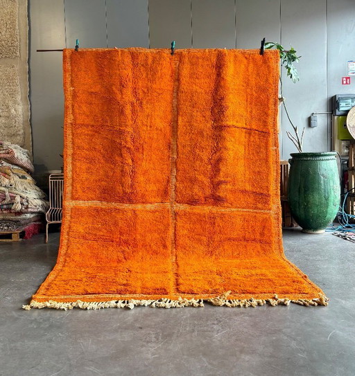 Handgeknüpfter marokkanischer Berberteppich – Oranger Wollteppich 210 x 320 cm – Moderner, strukturierter Teppich