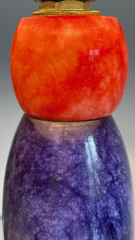 Image 1 of LAMPE Pierre d'ALBATRE Blue, Yellow and Red 80s