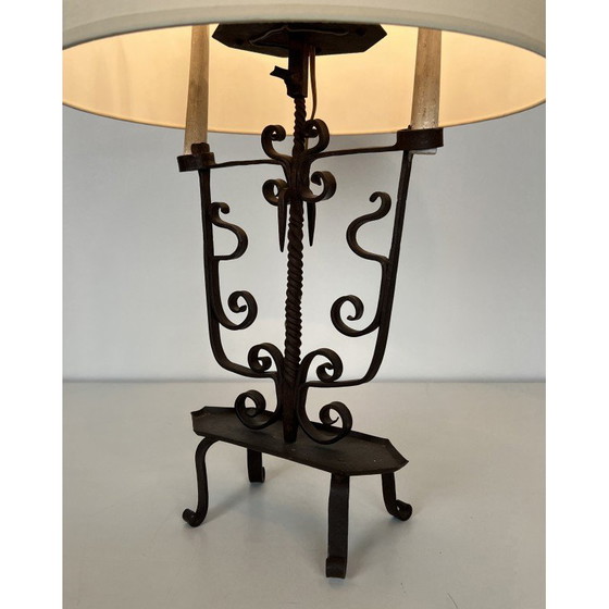 Image 1 of Vintage wrought iron candelabra with 6 lights, France 1950