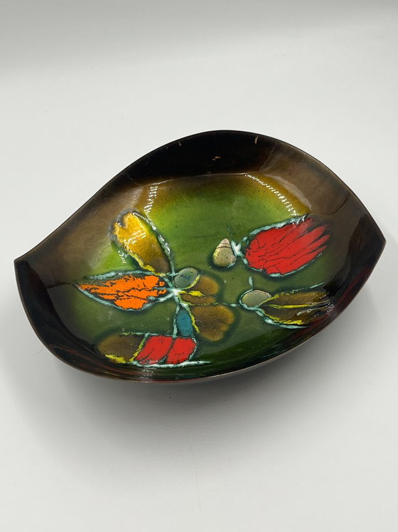 Large Laurana copper art bowl by Bastianelli, Decorative Objects, Green, Mid Century Modern (photo 8 of 13)