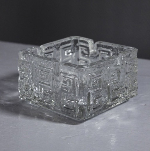 Tamara Aladin & Riihimäki - Vintage "Taalari" molded glass ashtray Finland 1970