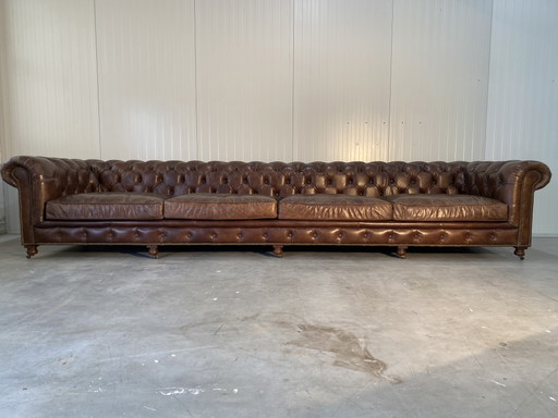 Mega XXXL Chesterfield Sofa Cognac Cigars Mint Condition – banken, Leather, Wood