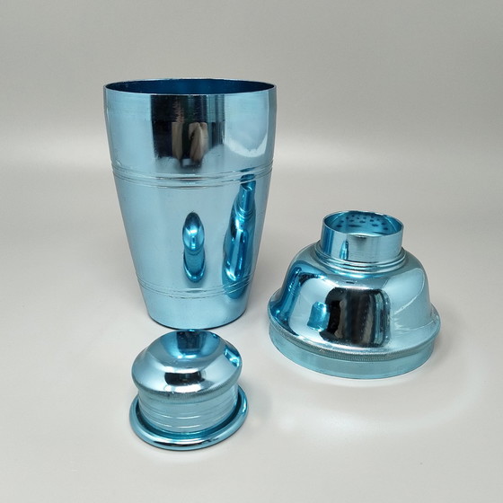 Image 1 of 1960s Gorgeous Light Blue Cocktail Shaker by Lumium in Pure Aluminum. Made in England