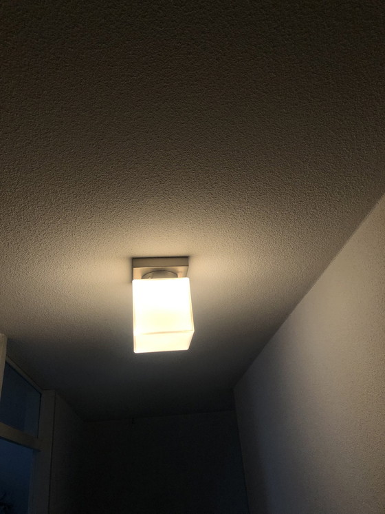 Image 1 of Art Deco Plafonnière Kubus Luxe - Opaalglas